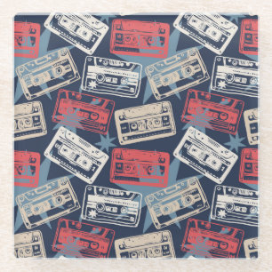 Posavasos De Vidrio Casetes antiguos de música vintage impecables
