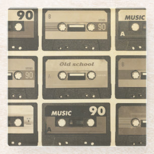 Posavasos De Vidrio Cassette de audio, Hip-Hop Poster Retro.