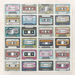 Posavasos De Vidrio Cassette de música retro: Icono nostálgico