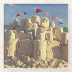 Posavasos De Vidrio Castillo de arena en la playa