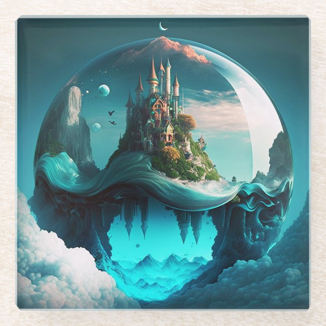 Posavasos De Vidrio Castillo De Crystal Ball (Anverso)