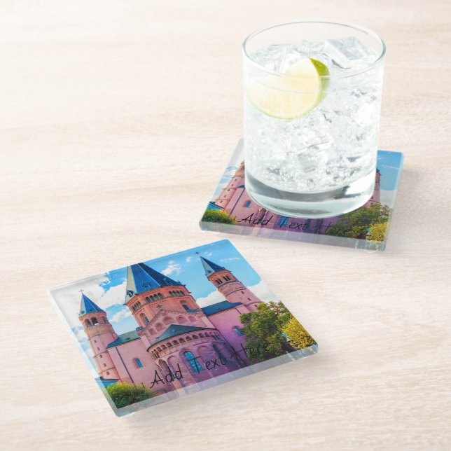 Posavasos De Vidrio Castillo de realeza azul con cielos nublados (Angular)