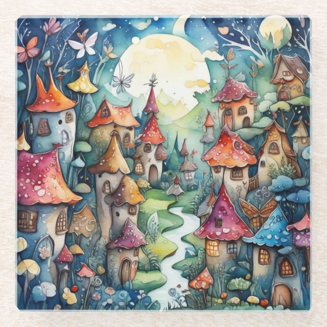 Posavasos De Vidrio Castillo mágico de Fairyland (Anverso)