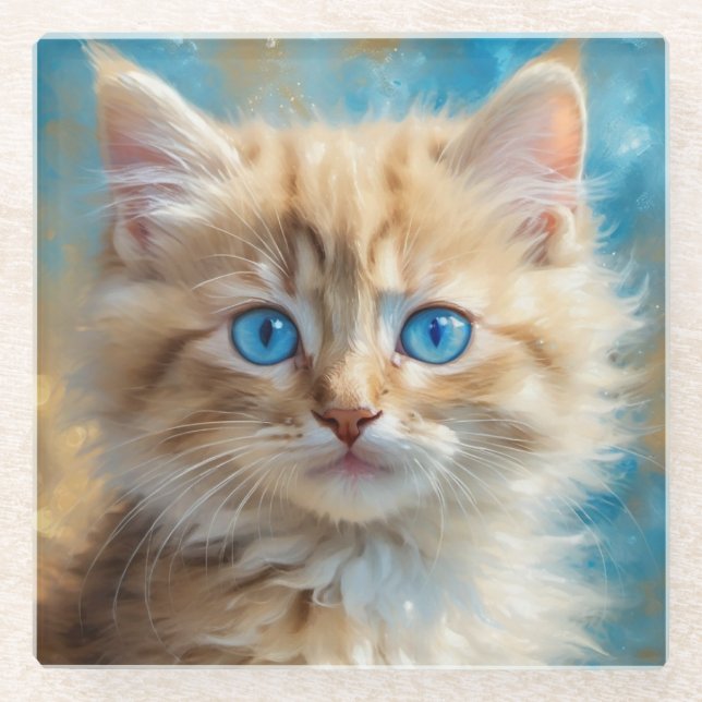 Posavasos De Vidrio Cat-37823 Adorable Cute (Anverso)