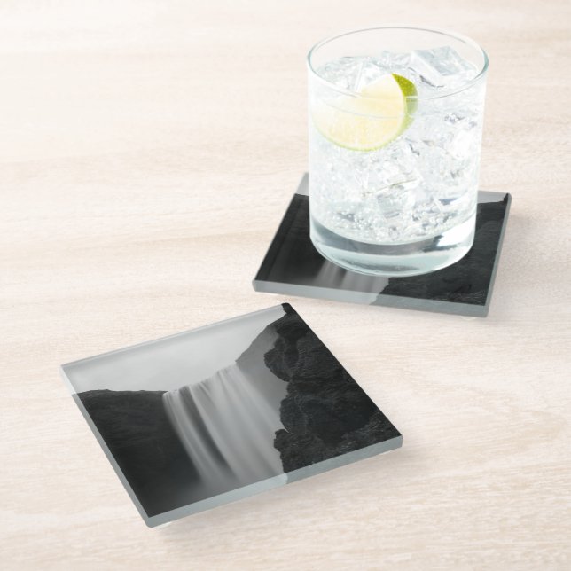 Posavasos De Vidrio Cataratas | Catarata Skogafoss, Islandia (Angular)