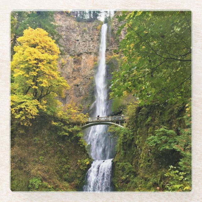 Posavasos De Vidrio Cataratas Multnomah, desfiladero del río Columbia, (Anverso)