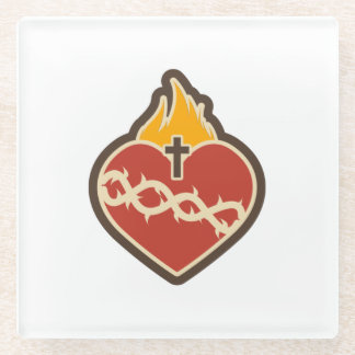 Posavasos De Vidrio Católica del Sagrado Corazón