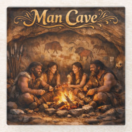Posavasos De Vidrio Cava del hombre diseño de hombre de las cavernas p