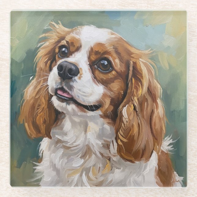 Posavasos De Vidrio Cavalier Glass Coaster for Dog Lovers (Anverso)