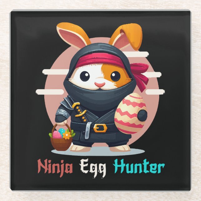 Posavasos De Vidrio Cazador de Huevos Ninja (Anverso)