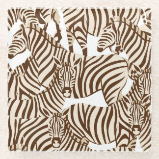 Posavasos De Vidrio Cebras, sabana silvestre, patrón sin soldadura