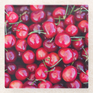 Posavasos De Vidrio Celebración de las cerezas orgánicas de California