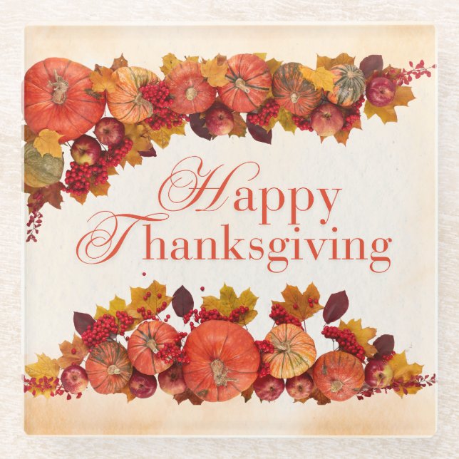 Posavasos De Vidrio Celebrar la temporada de gratitud con nuestros (Anverso)