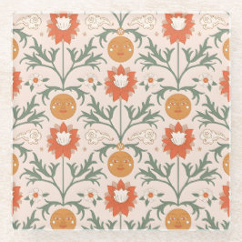 Posavasos De Vidrio Celestial Floral Sunburst Seamless Pattern Design