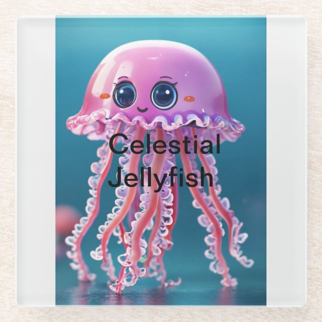 Posavasos De Vidrio Celestial Jellyfish (Anverso)