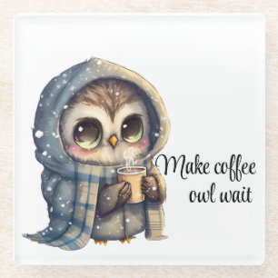 Posavasos De Vidrio Cenicero de vidrio de búho para amantes del café