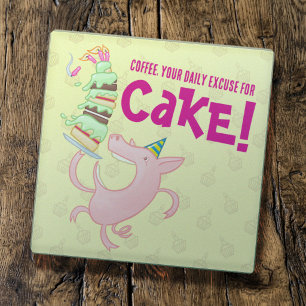 Posavasos De Vidrio Cerdo Divertido Café Excusa Diaria Para Tarta Dibu