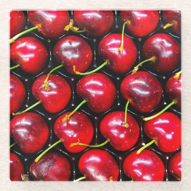 Posavasos De Vidrio Cerezas (Anverso)