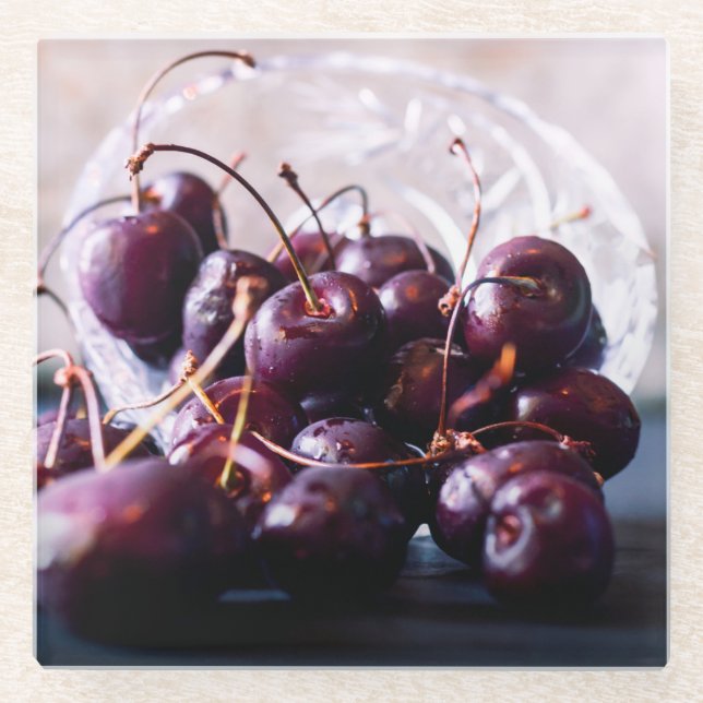 Posavasos De Vidrio Cerezas (Anverso)