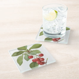 Posavasos De Vidrio Cerezas rojas botánicas