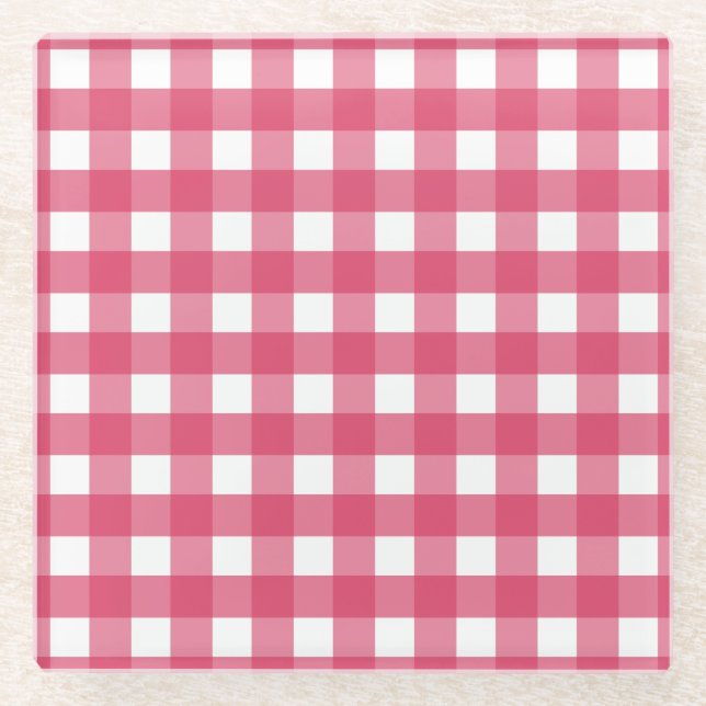 Posavasos De Vidrio Cerise gingham (Anverso)