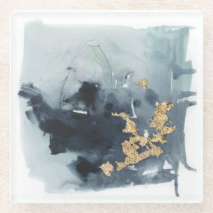 Posavasos De Vidrio Cerulean y oro