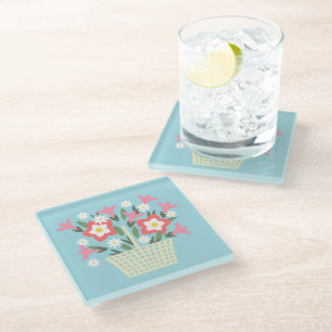 Posavasos De Vidrio Cesta de flores