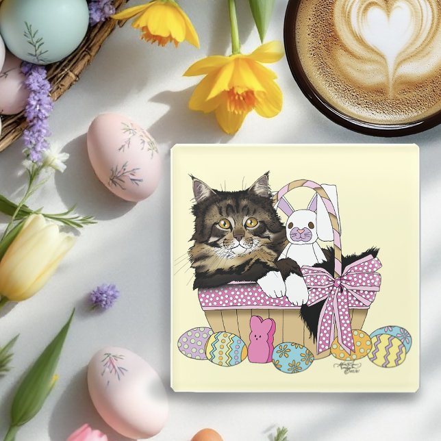 Posavasos De Vidrio Cesta de Pascua Tabby Kitten (Subido por el creador)