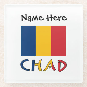Posavasos De Vidrio Chad y Bandera Chadiana Personalizados