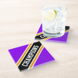 Posavasos De Vidrio CHAMPIONS Divertido Morado Negro Naranja Rayas de 