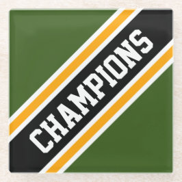 Posavasos De Vidrio CHAMPIONS Forest Green Black Yellow Slpes