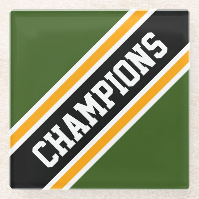 Posavasos De Vidrio CHAMPIONS Forest Green Black Yellow Slpes (Anverso)