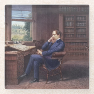 Posavasos De Vidrio Charles Dickens en su estudio
