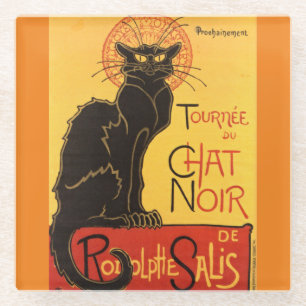 Posavasos De Vidrio Chat Noir Steinlen Belle Epoque Vintage Art