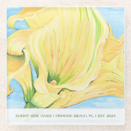 Posavasos De Vidrio Cheerful Yellow Calla Lily Vacation Home