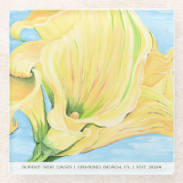 Posavasos De Vidrio Cheerful Yellow Calla Lily Vacation Home