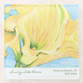 Posavasos De Vidrio Cheerful Yellow Calla Lily Vacation Home