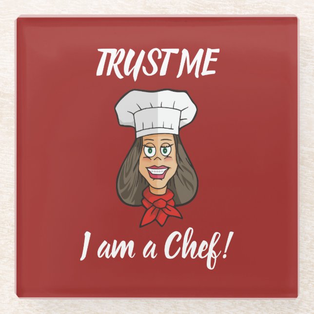 Posavasos De Vidrio Chef femenino (Anverso)