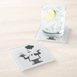 Posavasos De Vidrio Chef sosteniendo un tazón de sopa