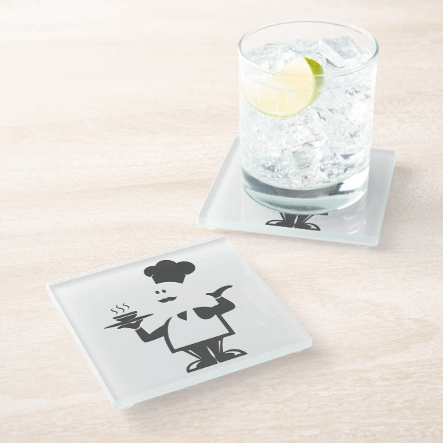 Posavasos De Vidrio Chef sosteniendo un tazón de sopa (Angular)