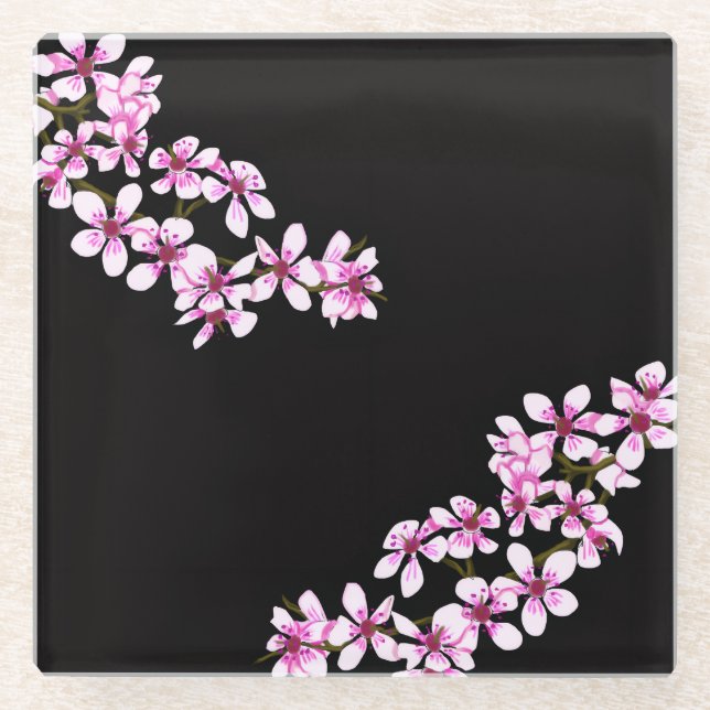 Posavasos De Vidrio cherry flowers (Anverso)