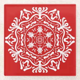 Posavasos De Vidrio Cherry Mandala