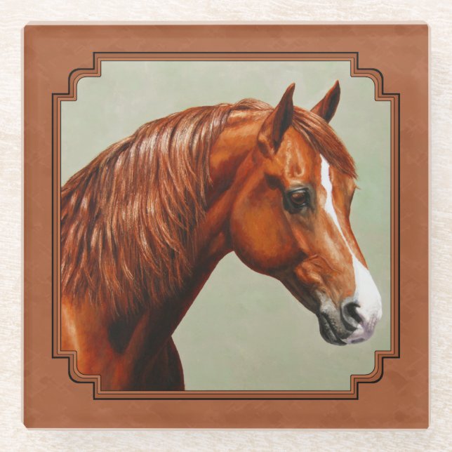 Posavasos De Vidrio Chestnut Morgan Horse Rusty Red (Anverso)