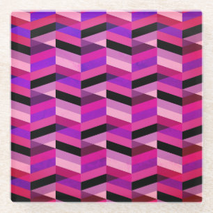 Posavasos De Vidrio Chevron/Herringbone abstracto Púrpuras y Violeta