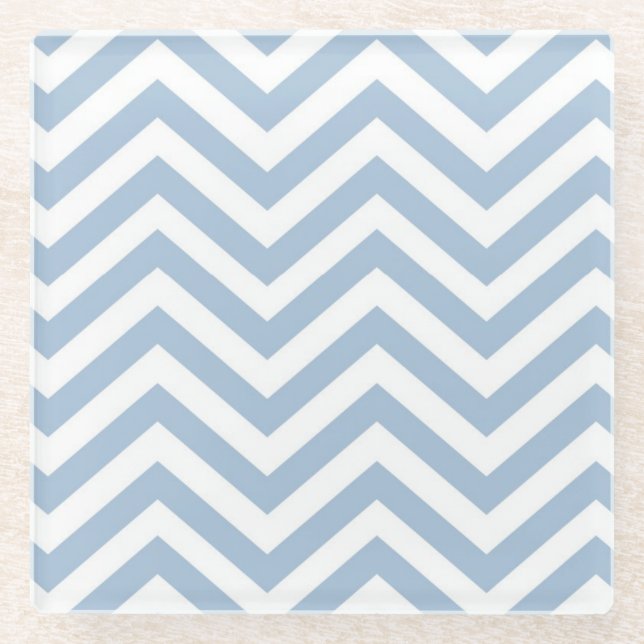 Posavasos De Vidrio Chevron texturizado Grunge azul claro (Anverso)