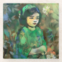 Chica con vestido verde