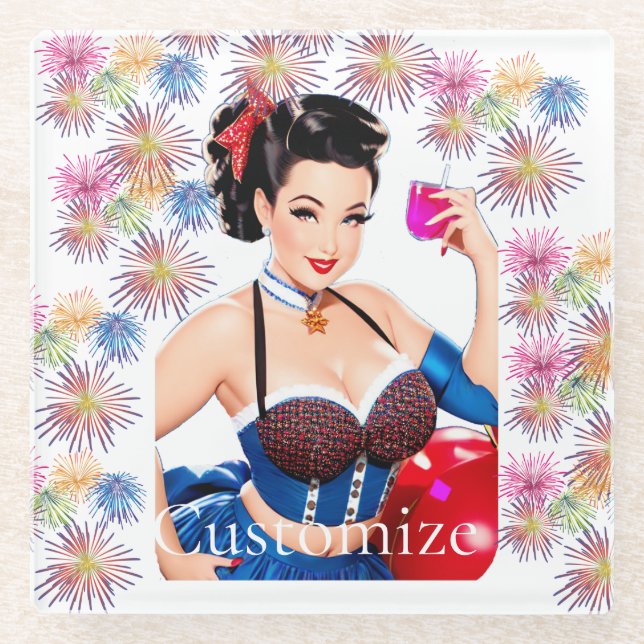 Posavasos De Vidrio Chica del Fiesta de cócteles Thunder_Cove (Anverso)