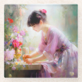 Posavasos De Vidrio Chica en el Jardín de las Flores