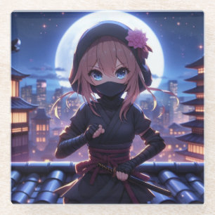 Posavasos De Vidrio Chica guerrero de ninja