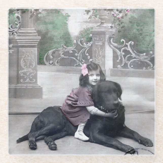 Posavasos De Vidrio Chica y su perro (Anverso)